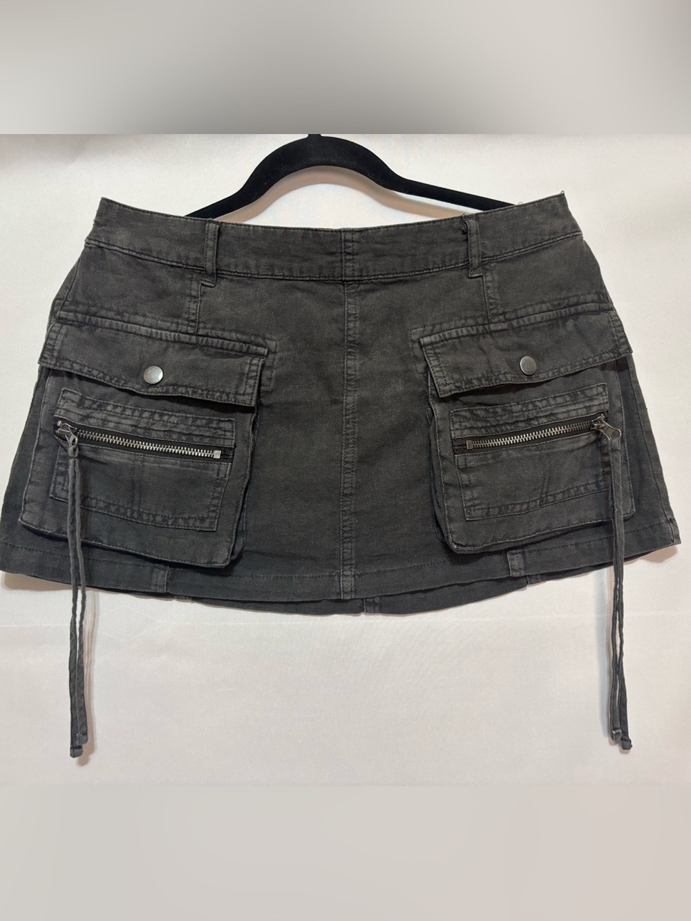 Urban outfitters Dark Gray Utility Mini Skirt with Front Zip Pockets Y2K